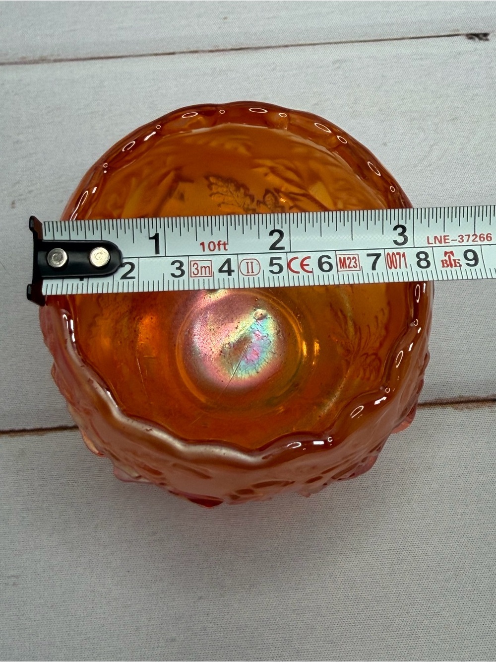 Antique 1910 Dugan Marigold "Wreath of Roses" Carnival Glass Small Rose Bowl - Picture 9 of 11